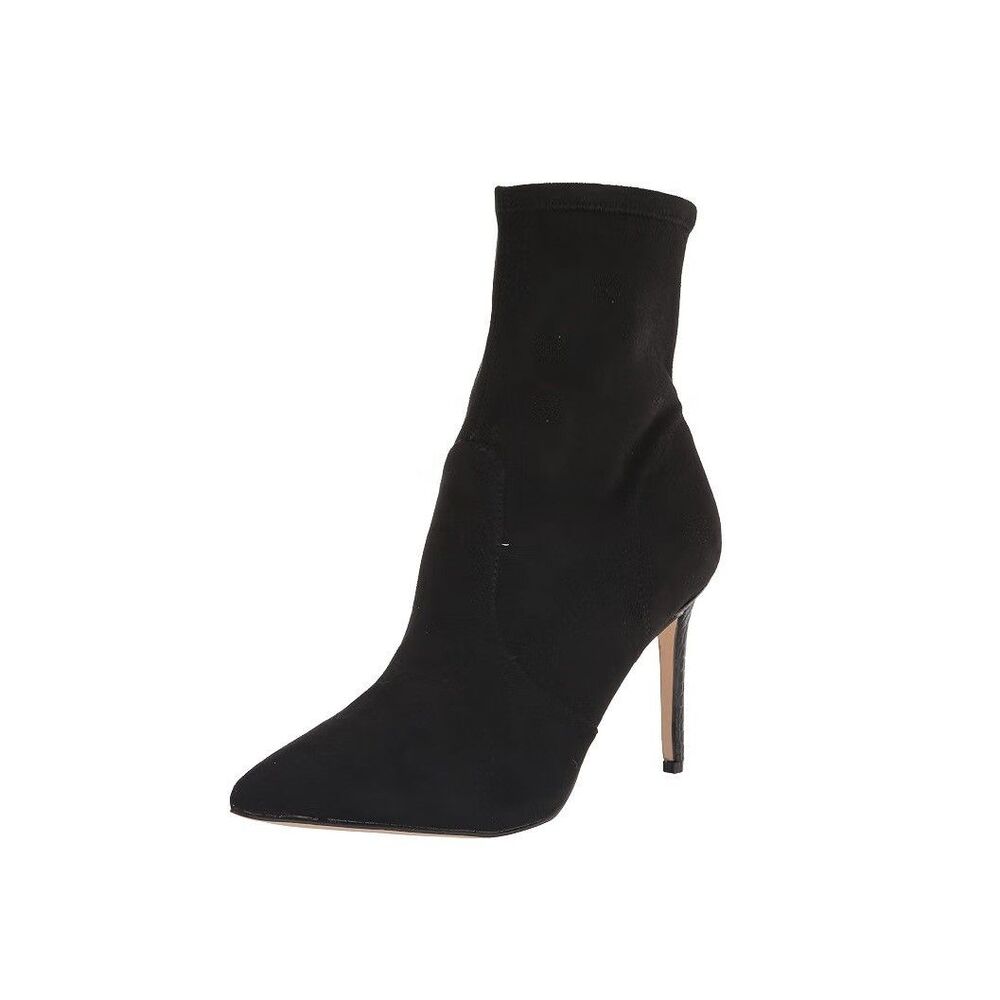 Nine West Womens 7 M Black Reves Faux Suede Stiletto Heel Booties NIB TC2